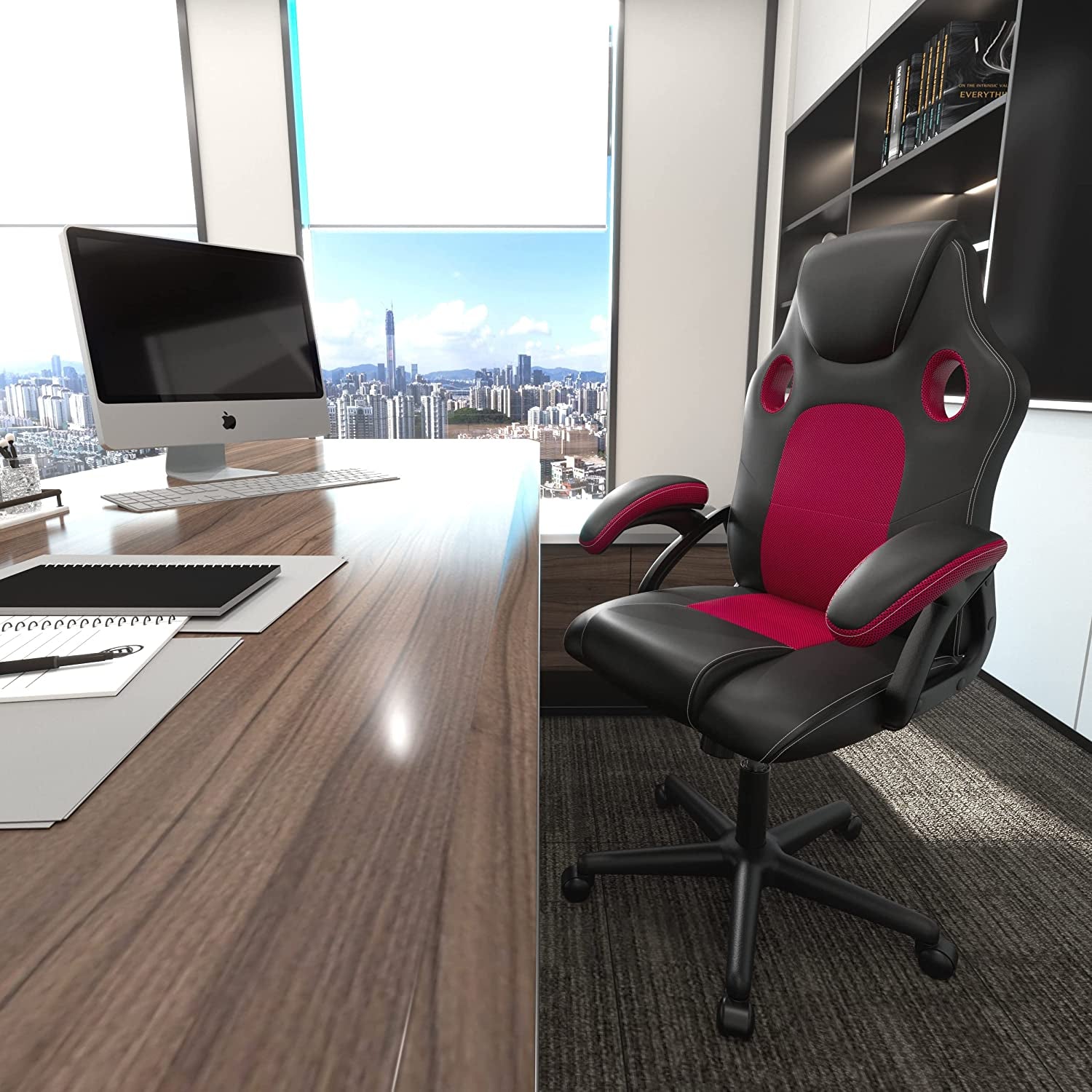 .Gaming Chair Office Chair Swivel Chair Computer Chair Work Chair Desk Chair Ergonomic Chair Racing Chair Leather Chair PC Gaming Chair (Red)