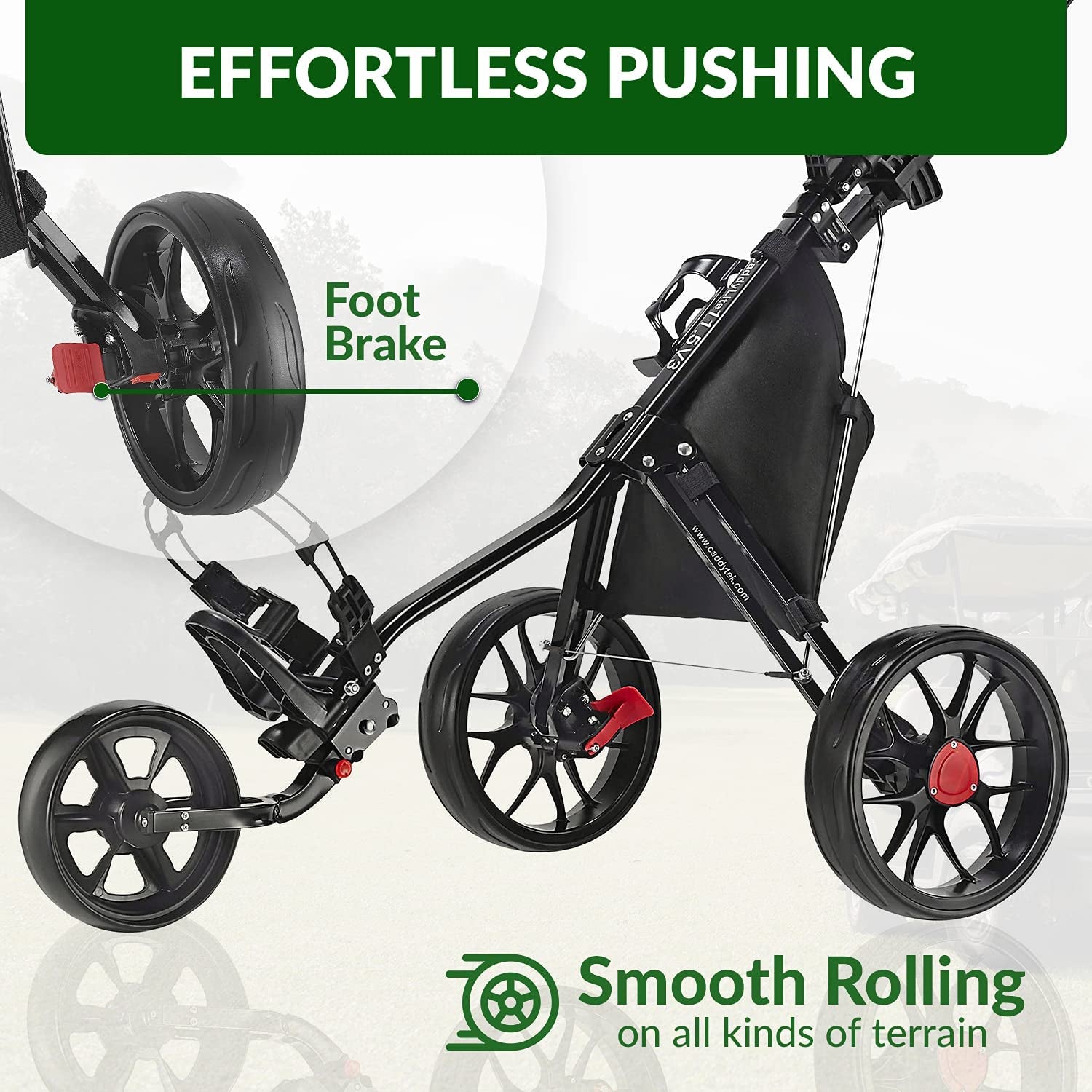 Caddylite 11.5 V3 3 Wheel Golf Push Cart - Lightweight, Easy to Fold