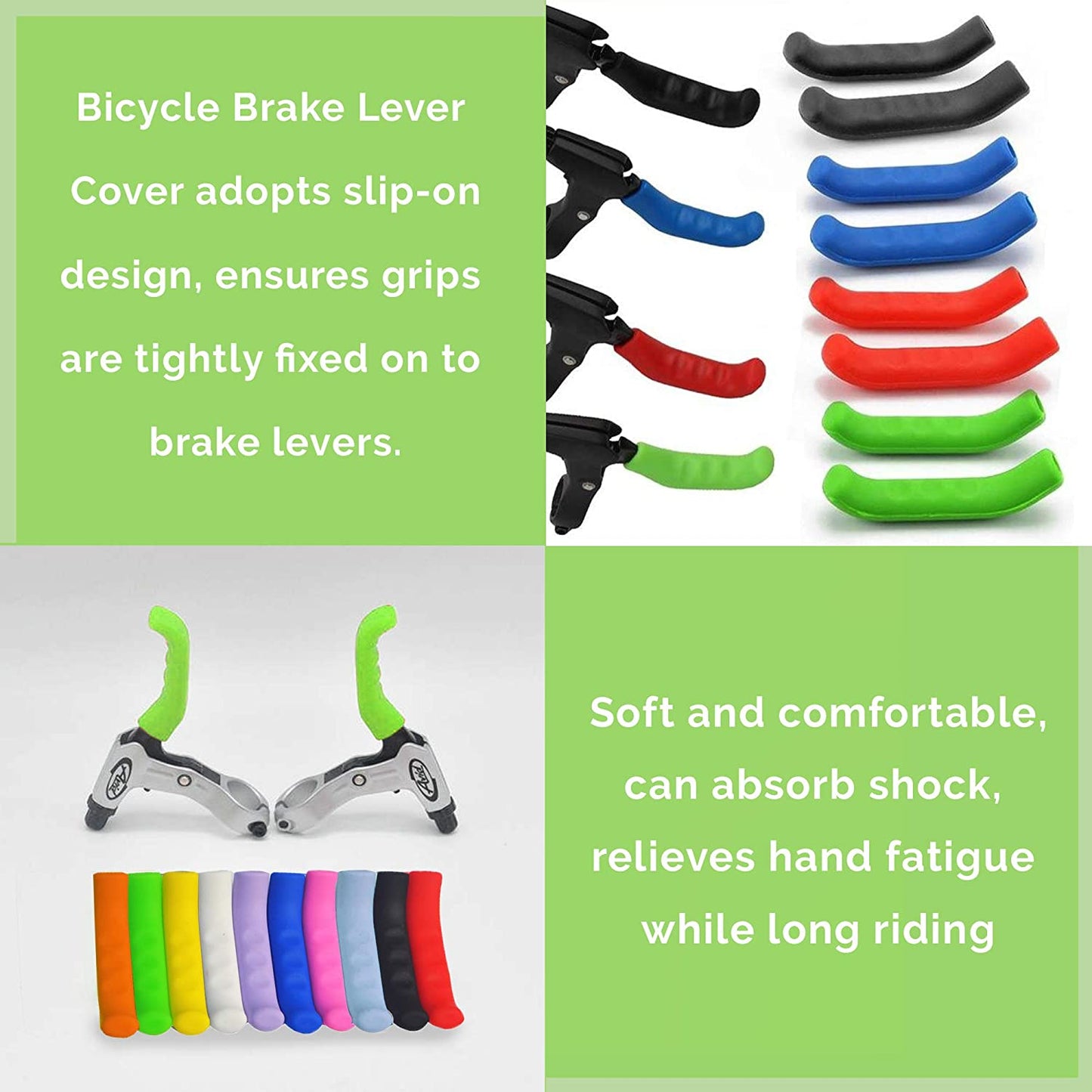 Brake Lever Grips, Anti-Slip Silicone Rubber Bike Brake Covers, Waterproof Sleeves for MTB BMX Cycle Road Mountain Bike Cycling Bicycle Multi Coloured (1 Pair)