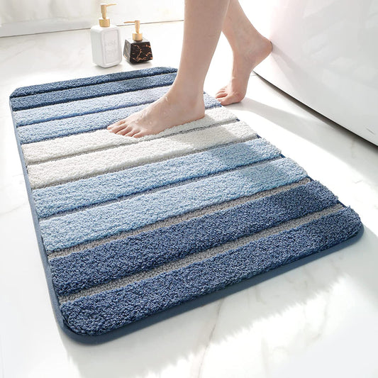 DEXI Bath Mat 50 X 80 Cm Non-Slip Bathroom Mat Super Absorbent Water,Machine-Washable,Microfiber Absorbent Bathroom Floor Mat,Blue