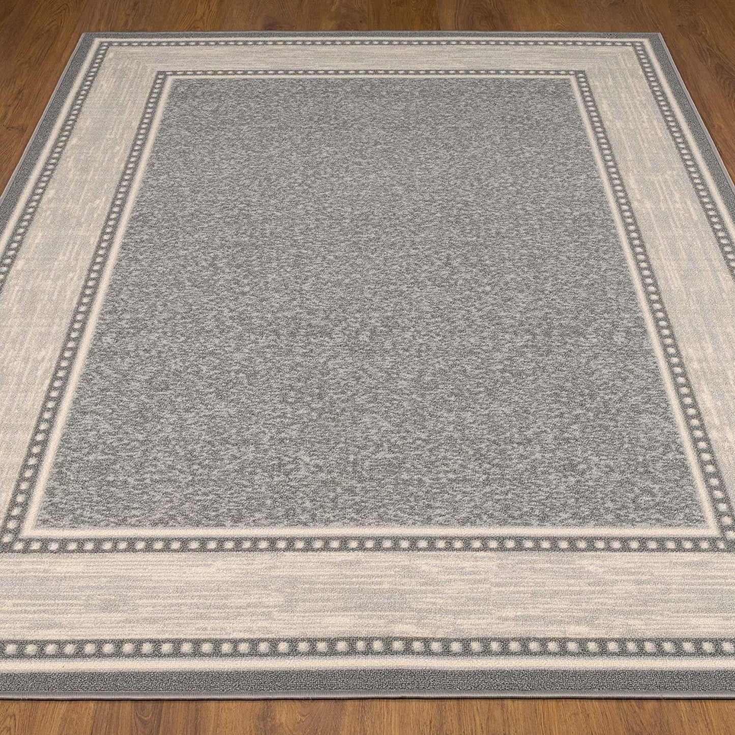 Ottohome Collection Non-Slip Bordered Design Area Rug ,150Cm X 200Cm, Grey