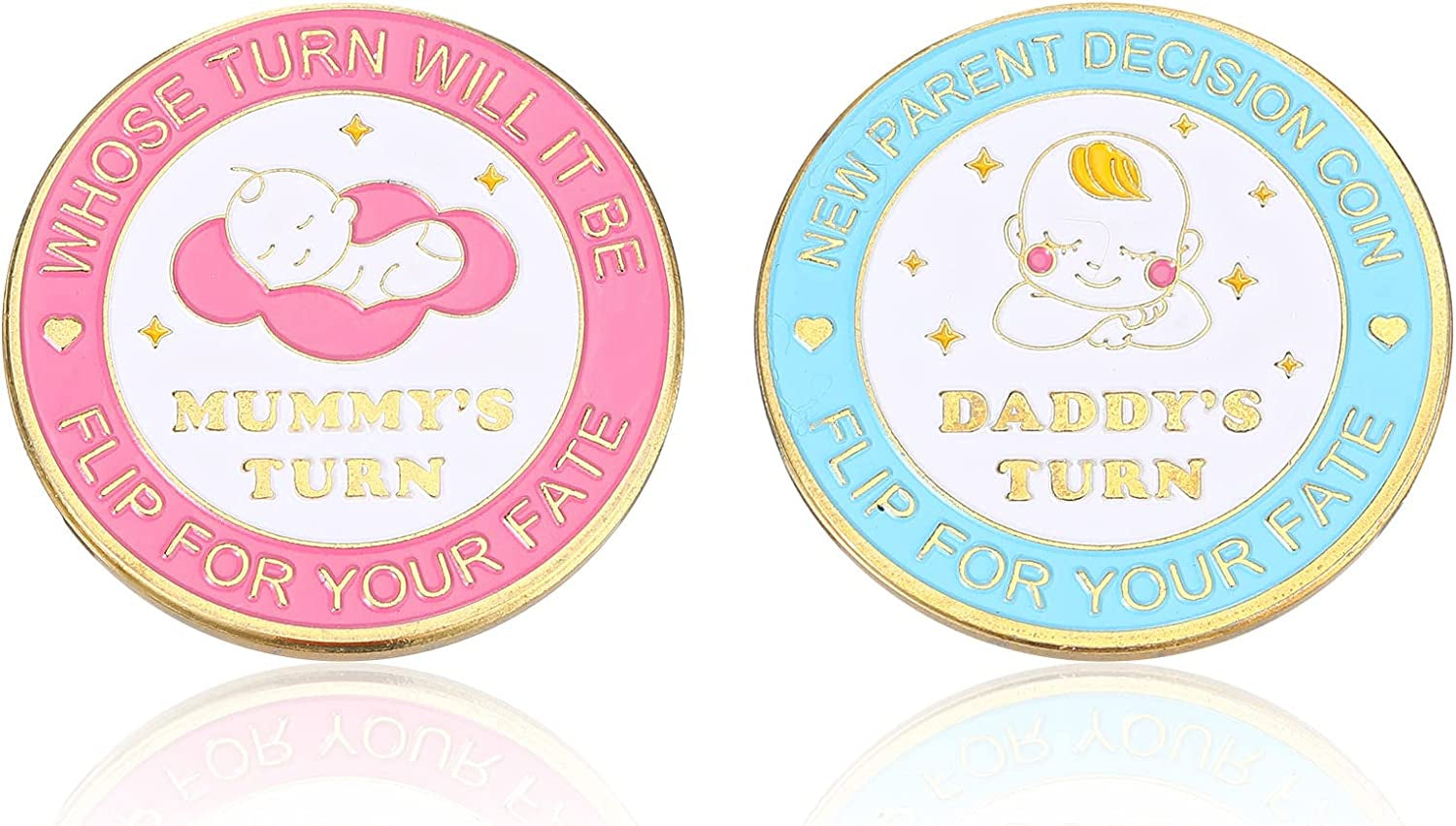 New Parents Decision Coin Gifts for Mum Dad, New Mum New Dad Gifts, Newborn Baby Gifts, Flip Coin Funny Parent Decision Turn Coin for Baby Shower Birthday Anniversary Mummy Couples Decision Making