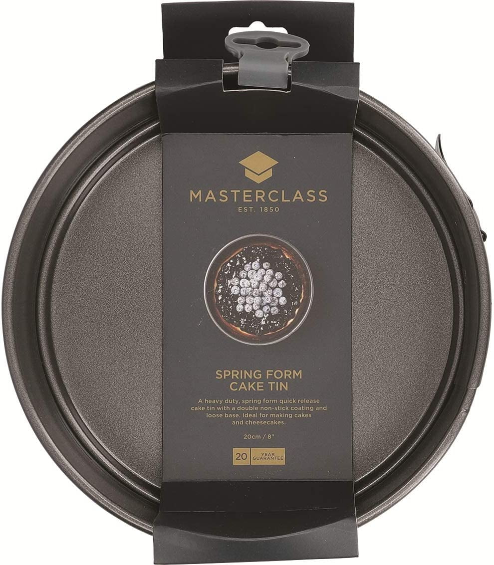 Masterclass Non-Stick Cake Tin for Baking, Spring Form Loose Base, round 20Cm (8"), Sleeved