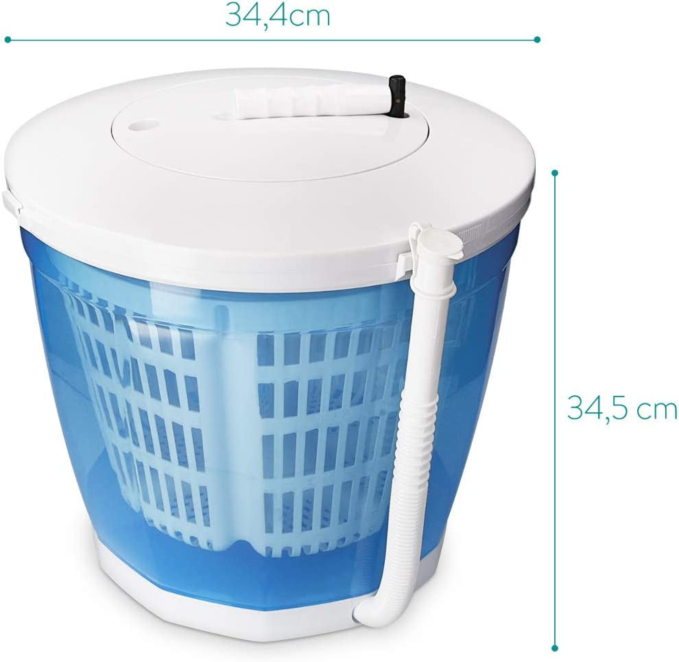 2-In-1 Mini Washing Machine and Spin Dryer - Holds up to 2 Kg - Portable Hand Cranked Non-Electric Top Washer/Dryer for Camping, Caravans