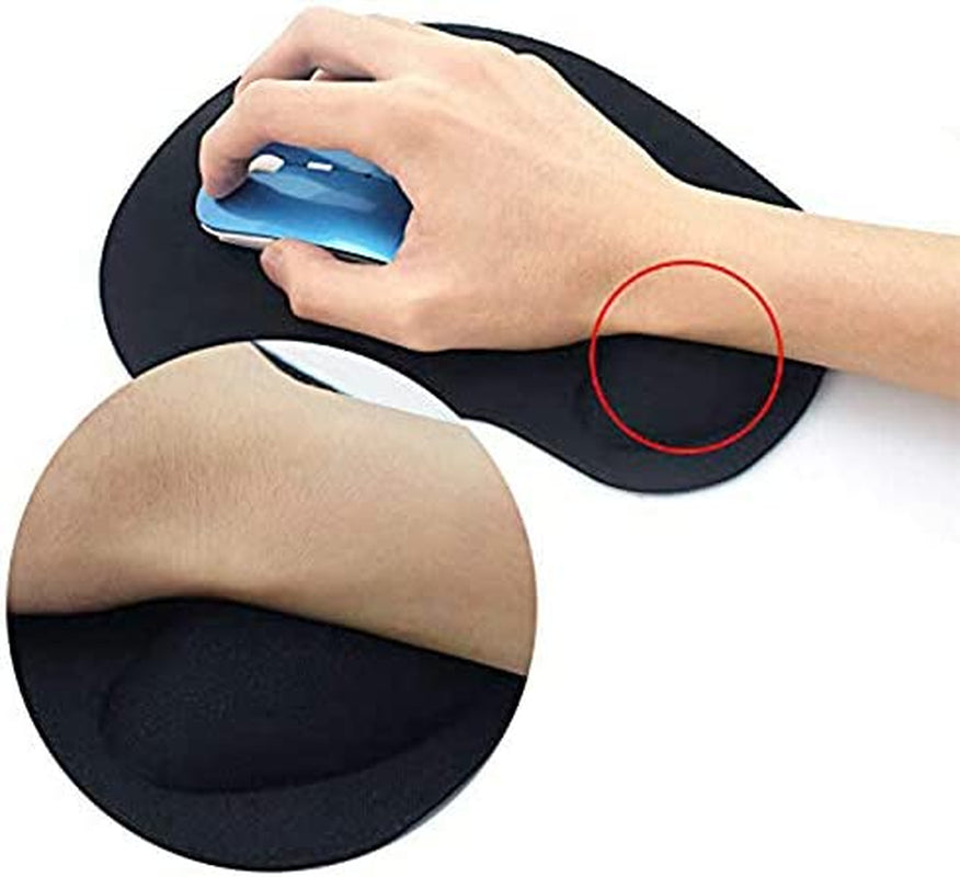 - Mouse Mat BLACK ANTI-SLIP COMFORT MOUSE PAD MAT with GEL FOAM REST WRIST SUPPORT for PC LAPTOP - Compatible with Laser and Optical Mice