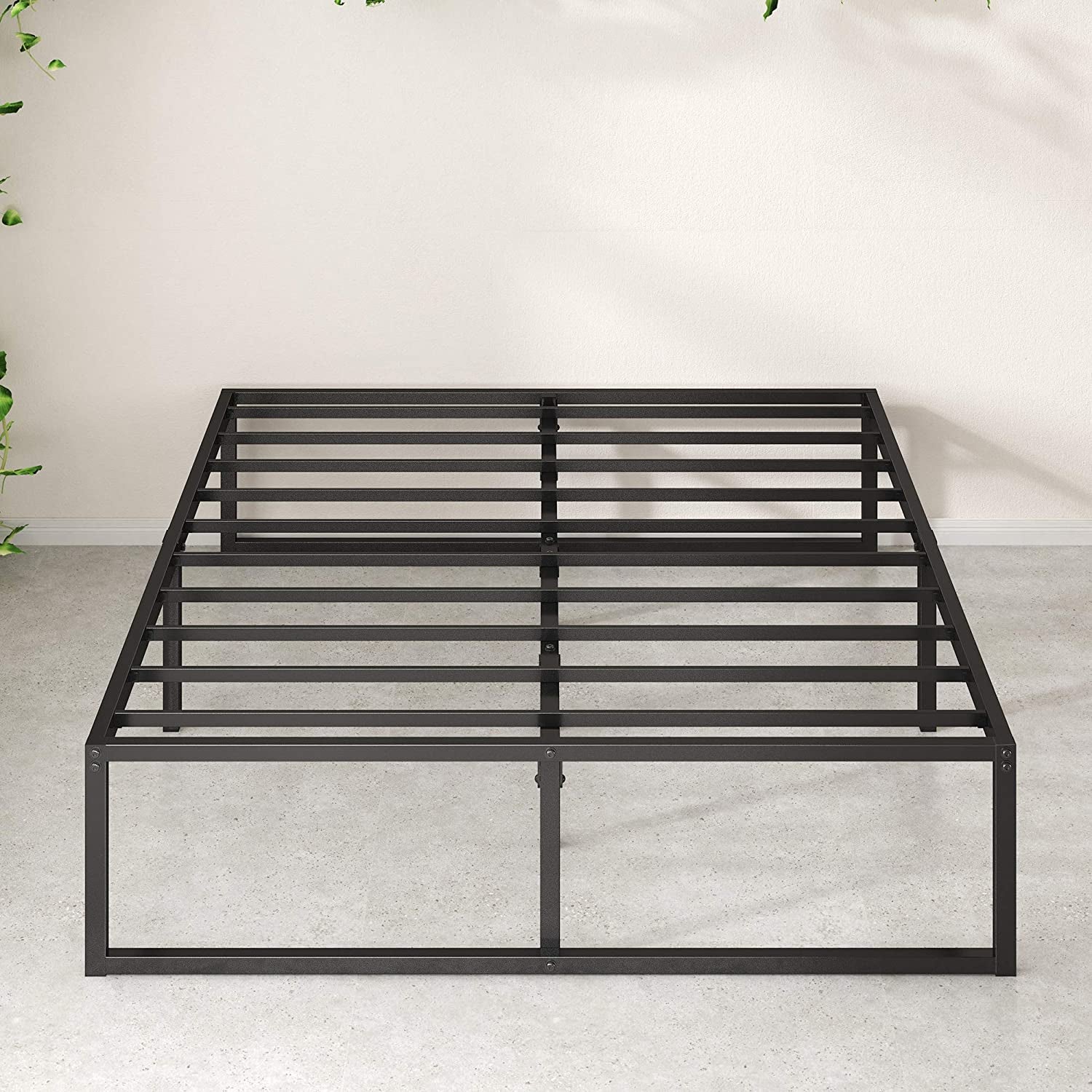 Lorelai 36 Cm Metal Platform Bed Frame | Steel Slat Support | Underbed Storage Space | Easy Assembly | King | Black