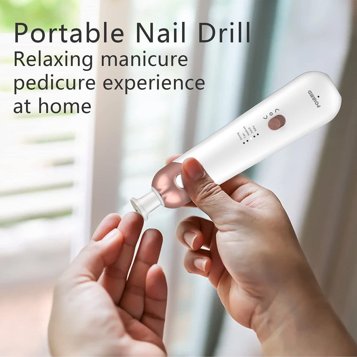 Cordless Manicure and Pedicure Set, Rechargeable Electric Nail Files, 5-Speed, LED Light, Durable Attachments, Excellent Home Use Electric Nail Drill for Cuticles Hard Skin Removal