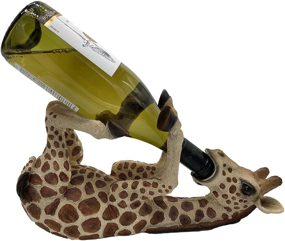 - Adorable 36Cm Giraffe Wine Bottle Holder Figure - Home Decor Figurine with Amazing Detail - Decorative Kitchen Countertop or Tabletop Statue Ornament - Hand Painted Safari Gift Decanter