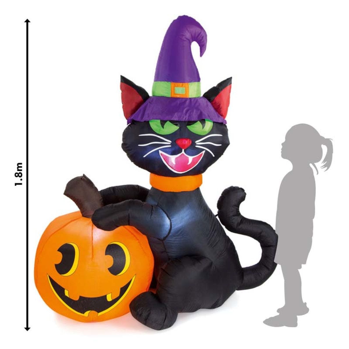 Black Cat & Pumpkin Inflatable - 1.8m