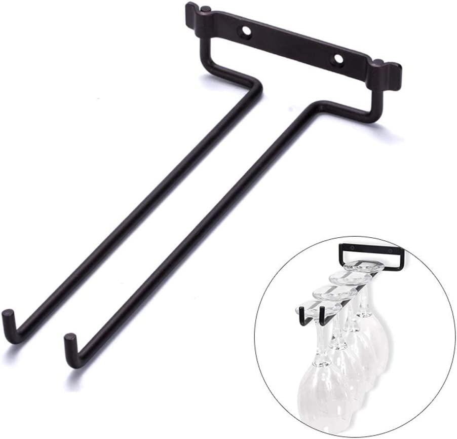 Wine Glass Racks Wall Mounted Hanging Rack Shelf Wine Cup Display Stand for Cabinet and Bar Black 30Cm(4 Pcs)