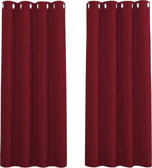 Eyelet Thermal Curtains - 54 Drop Blackout Curtain for Home Decoration Kitchen Window Treatment Short Panels for Bedroom, 1 Pair, 46 in Wide by 54-Inch Drop, Red