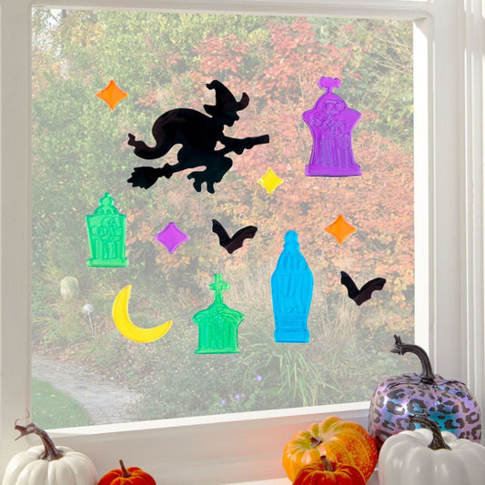 Witch & Tombstone Gel Window Cling