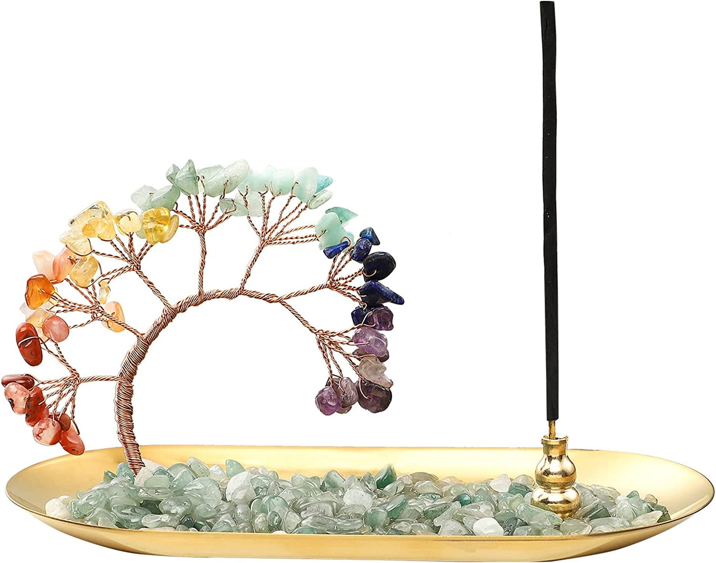 Backflow Incense Burner Ceramic Incense Waterfall 7 Chakras Crystal Tree Incense Holder Namaste Yoga Meditation and Home Decor