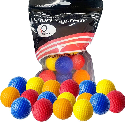 Golf Practice Balls Elastic Foam Soft Value 12/24 Pcs, Golf Training Ball Spone Dimpled Exercise Balls for Golf Swing Training Aids Home Office Indoor Outdoor Backyard Color Blue Red Orange