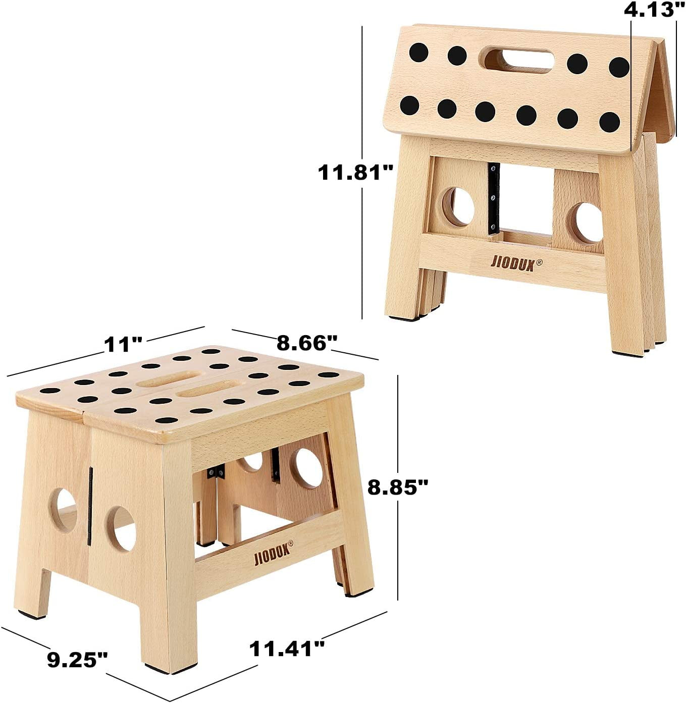 Wooden Step Stool, Non Slip Foldable Step Stool for Kids, Small Wood Stool Perfect for Kitchens Bedrooms Kids Rooms-Patented Product