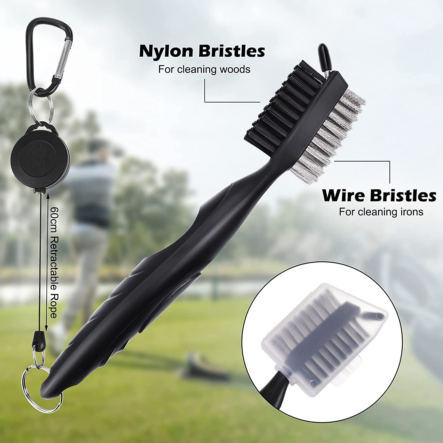 Golf Club Brush and Towel Kit,Golf Club Cleaner with Loop Clip for Hanging on Golf Bag, Golf Groove Cleaning Tool, Golf Ball Cleaner Set