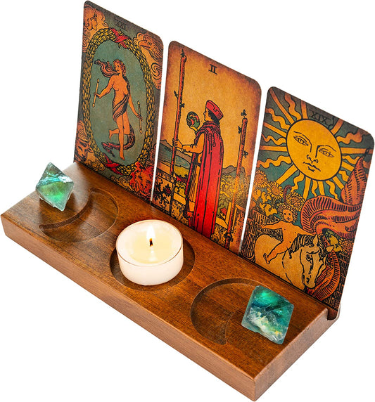 Tarot Card Holder Stand - Display Your Daily Affirmation Cards - Wooden Tarot Card Stand - Tarot Accessories - Tarot Board Altar Stand - Pagan & Wiccan Altar Supplies - Witchy Room Decor