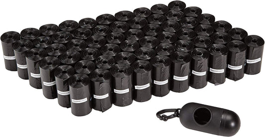 Dog Poop Bags with Dispenser and Leash Clip, Unscented - 900-Pack, 33 X 23Cm, Black