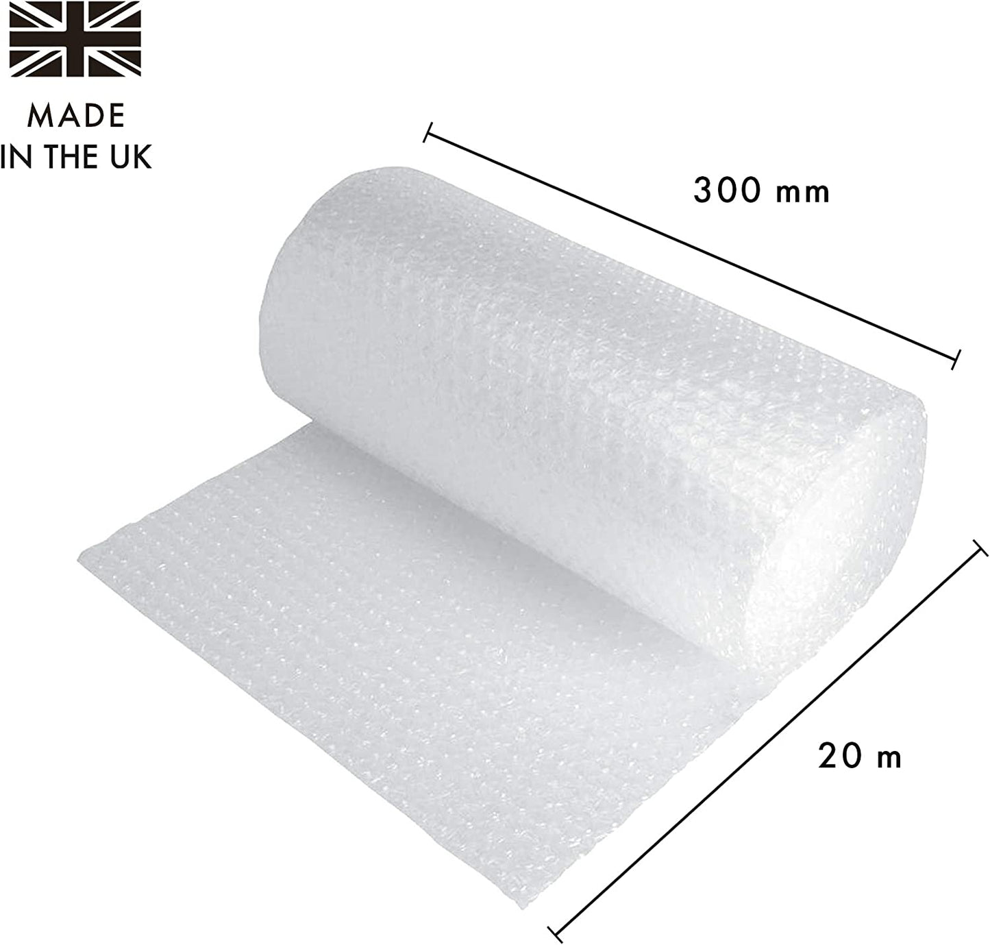 , Pukka Post – Lightweight Protective Bubble Cushioning Wrap for Packaging and Mailing, Small Air Bubbles, 300Mm X 20M Roll, Clear for Packing or Storage Boxes