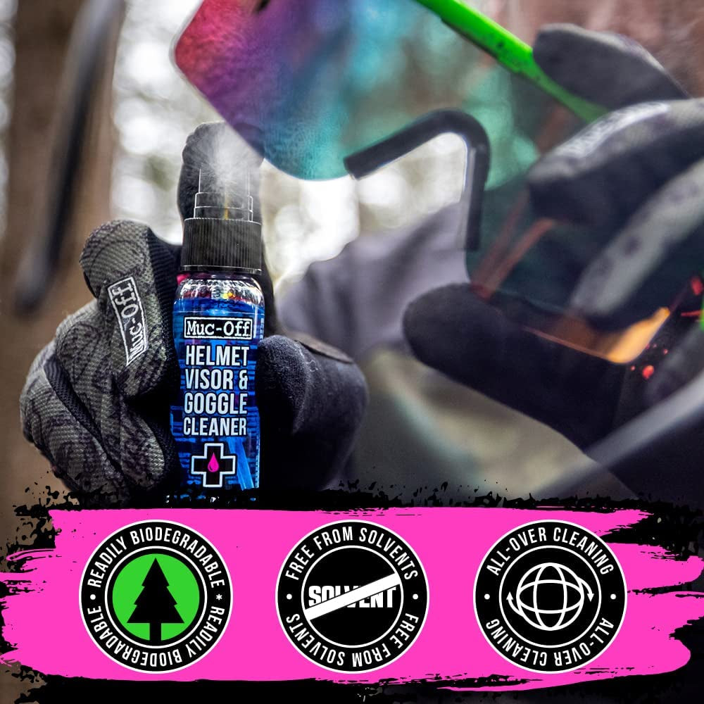 Muc-Off 212 Helmet, Visor and Goggle Cleaner, 30 Millilitres - Antibacterial, Biodegradable Cleaning Spray for Bike and Motorcycle Helmets and Goggles