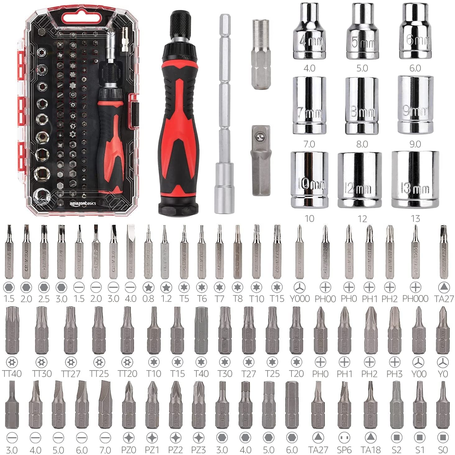 73-Piece Magnetic Ratchet Wrench and Screwdriver Set