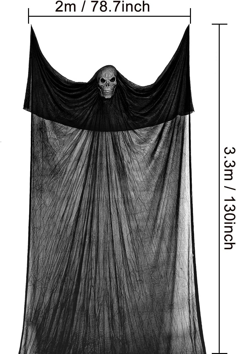 Halloween Hanging Ghost Decorations, Hanging Skeleton Ghost Scary Props for Home, Yard, Outdoor, Indoor, Party, Bar, Tree, Wall, Veranda, Porch, Eaves, Haunted House (Black)