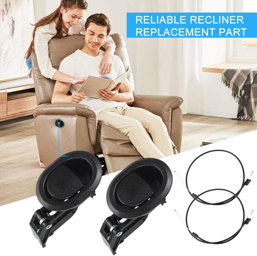 2 Pcs Recliner Replacement Parts Black Oval Recliner Pull Handle Sofa Chair Recliner Release Cable Replacement Universal Release Lever Handle with Cable Fits Ashley, Most Recliner Sofa Brand