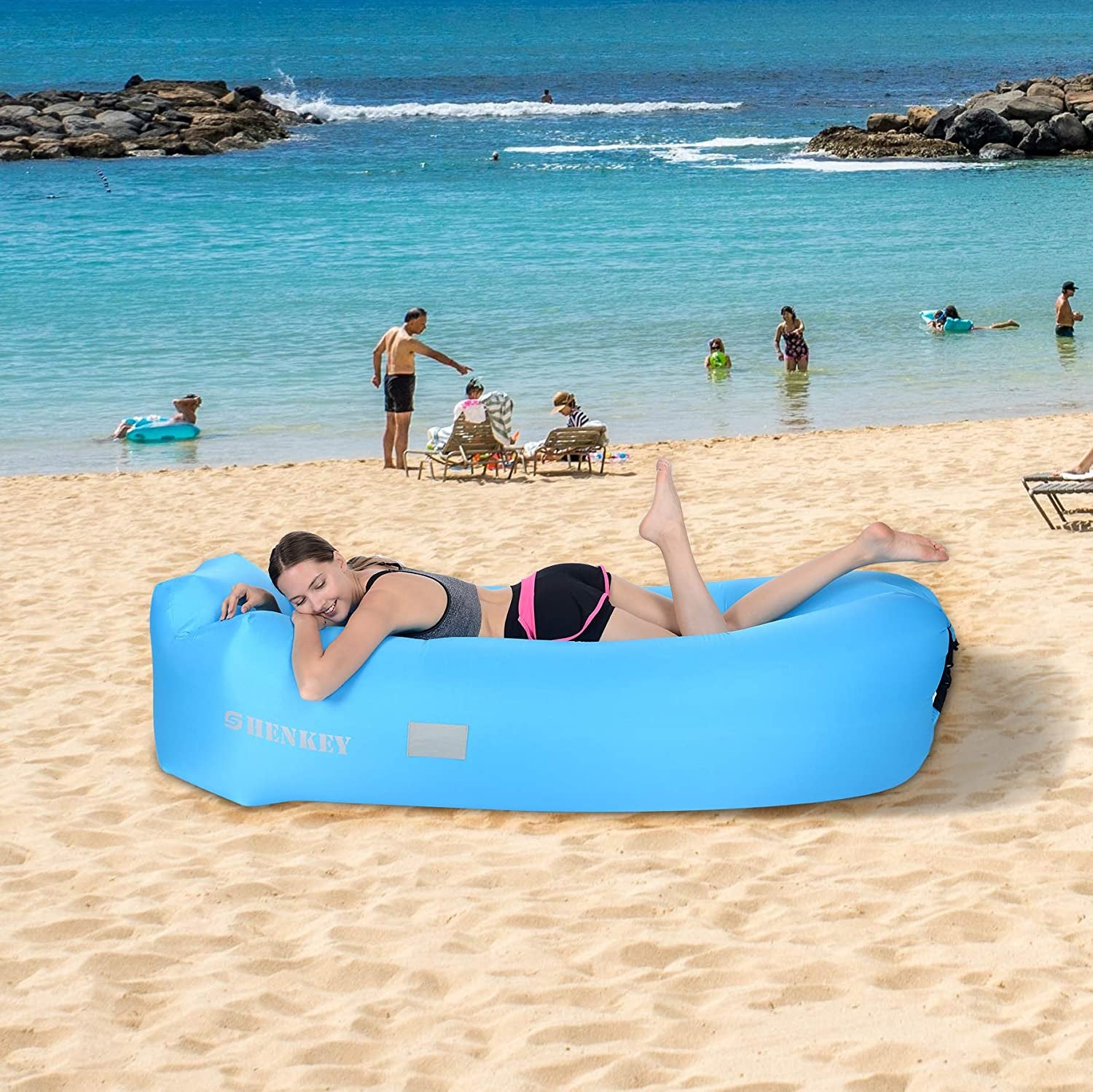 Inflatable Lounger,  Water Proof& Anti-Air Leaking Design-Ideal Inflatable Couch, Portable Hommock and Air Sofa for Travelling, Camping, Hiking and Beach Parties