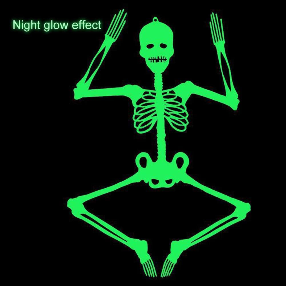 Halloween Hanging Luminous Skeleton Decorations - 2PCS 36Inch Full Body Glow-In-The-Dark Skeleton for Halloween Party Bar Wall Sticker Decorations Outdoor Yard Garden Hanging Ornaments Props