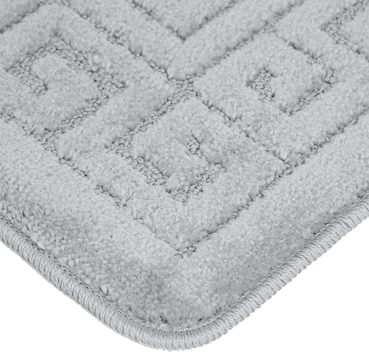 New Greek Style 2 Piece Bath Mat Set Non-Slip 13 Colours (Grey)