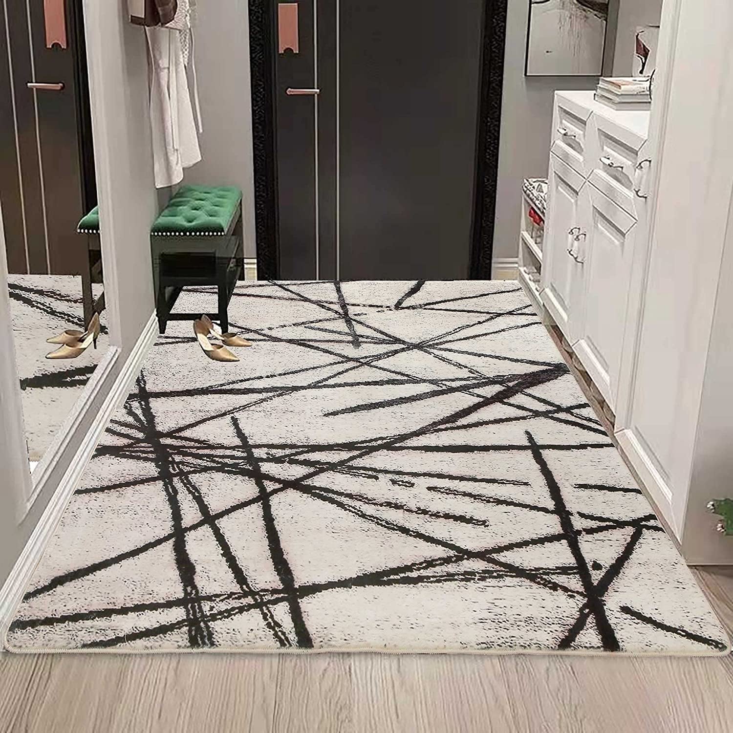 Rugs Living Room Large Modern Soft Area Rug Modern Simple Style Short Pile Beige Pattern Carpet (160 X 200 Cm, Beige)