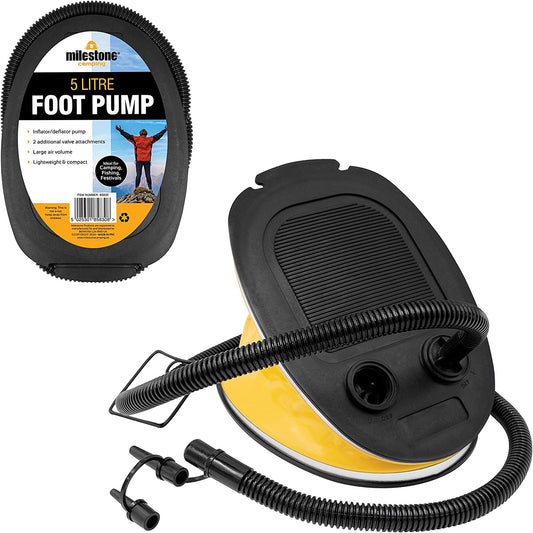 85830 5-Litre Foot Operated Air Pump / Suitable for All Inflatables / Includes 2 Nozzles / Lightweight & Portable / 26.5Cm X 18.5Cm