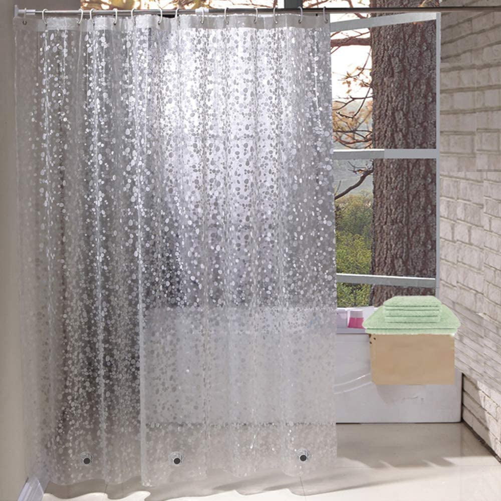 Shower Curtains Mould Proof Resistant, EVA Waterproof Heavy Duty Bathroom Curtains with 5 Magnets, 180 X 180 Cm, Cobblestone