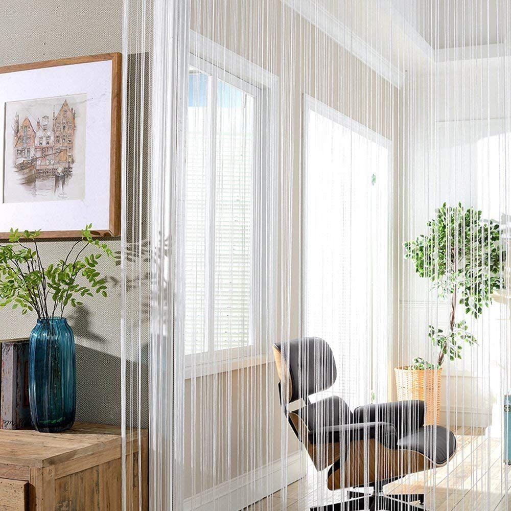 Glitter String Door Curtains Panel, Fly Screen Curtain,Doorways Divider for Window Decorative 90X200Cm (White)