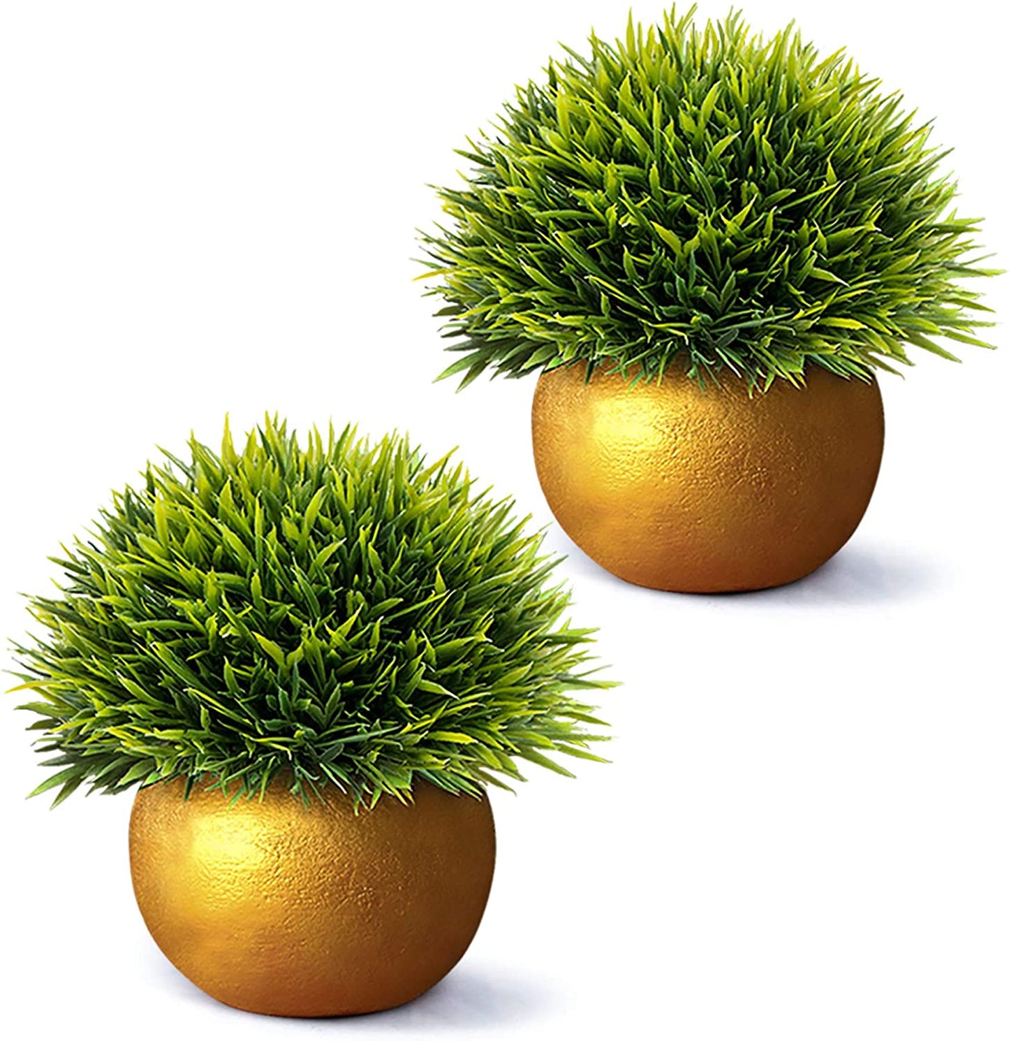 Lifelike Artificial Plants Plastic Grass Plants with Pots for Home/Office Decor (Gold-2)