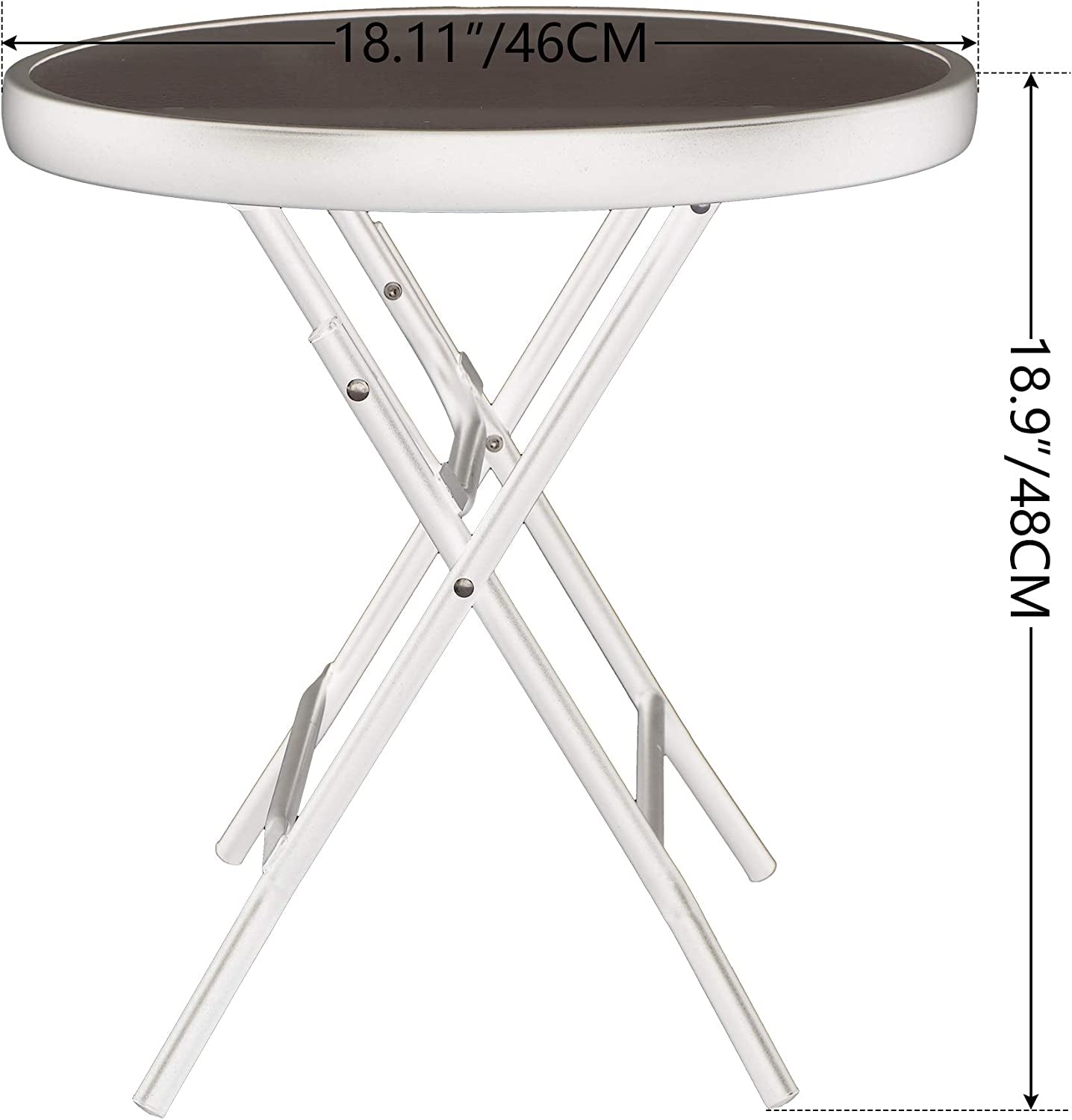 Folding Side Table, Foldable Coffee Table, Outdoor Garden Table, Small round Patio Table - Transparent