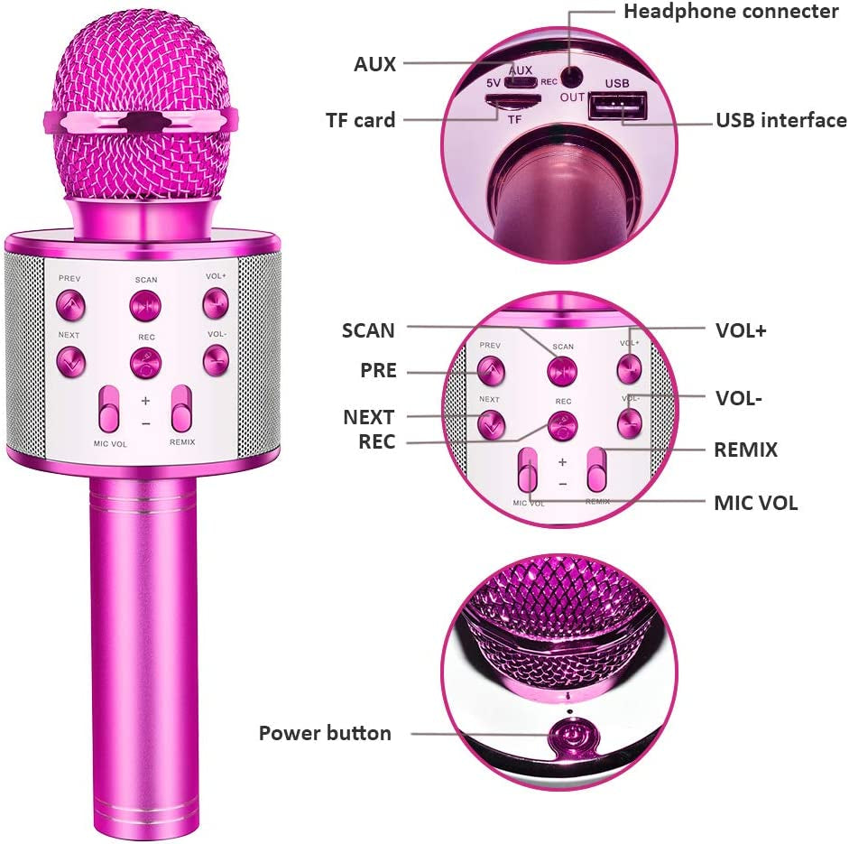 Gifts for 3-12 Year Old Girls, Kids Microphone for Kids Toys for 3-12 Year Old Girls Birthday Presents Gifts for Girls Age 3-12 Girls Toys Gifts