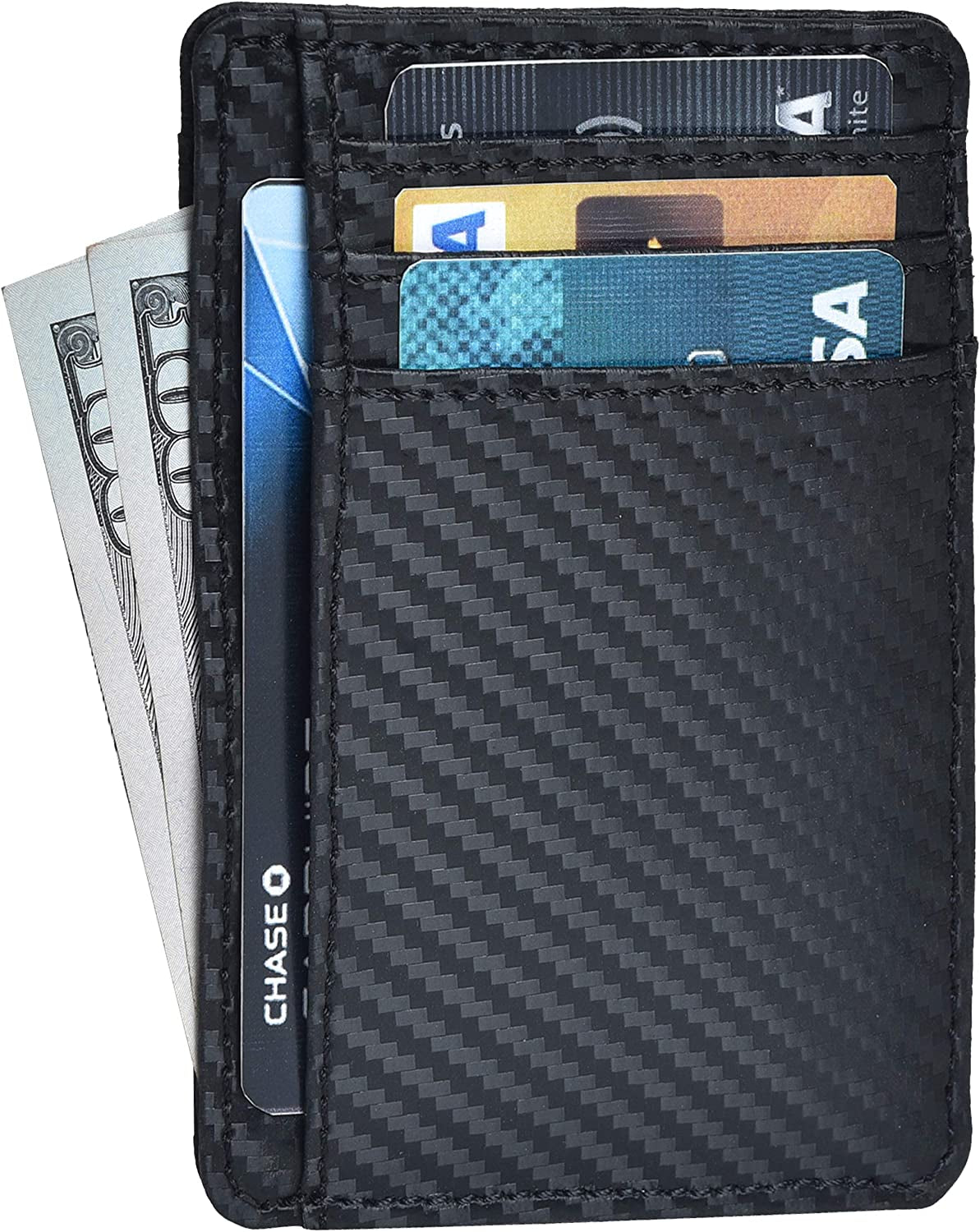 Amazon Brand -  RFID Blocking Super Slim Minimalist Front Pocket Credit Card Holder with Cash Compartment