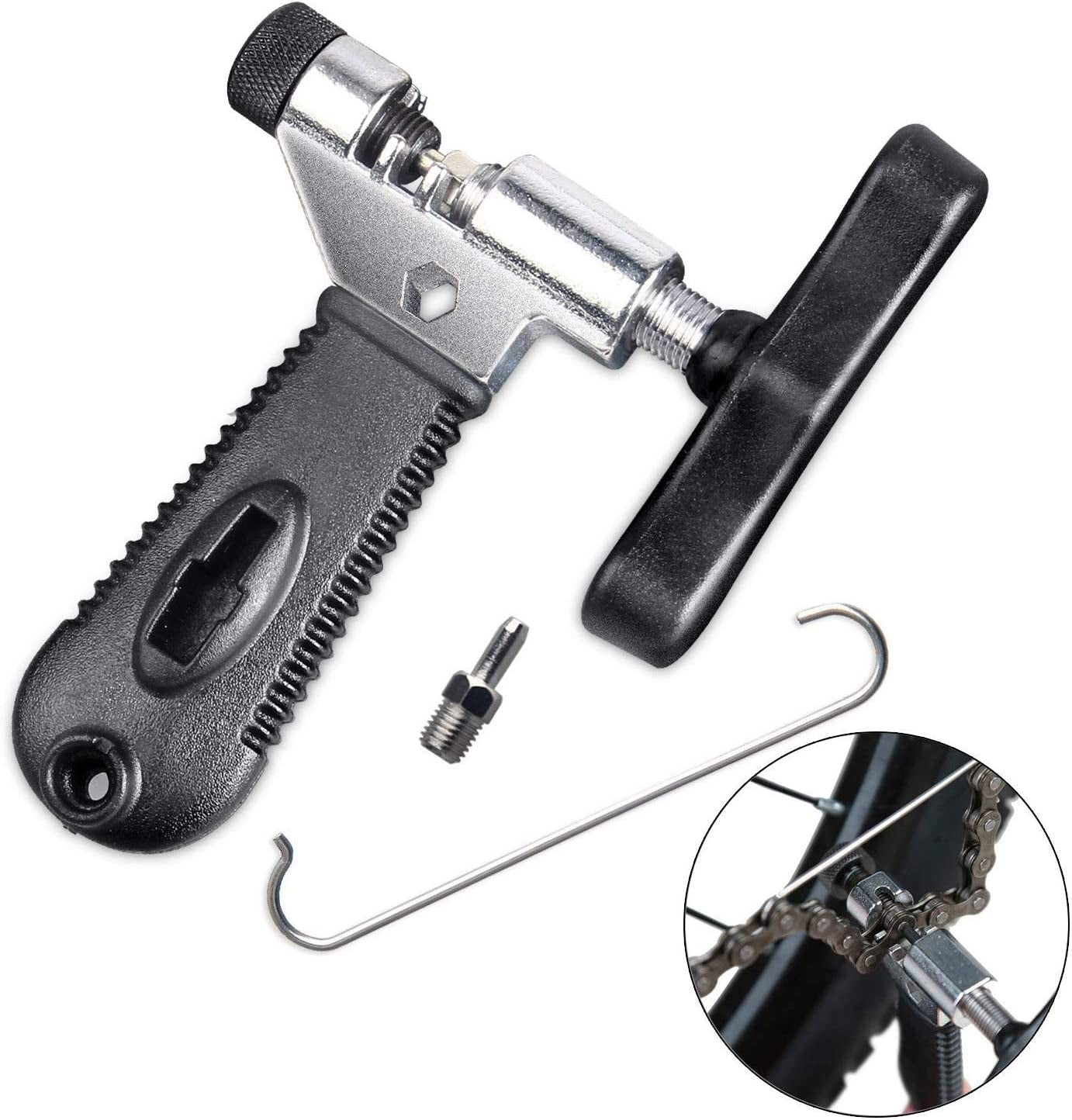 Bike Chain Tool, Universal for 7 8 9 10 Speed Chain Link Repair Removal with Backup Stainless Steel Pin, Easy Using Bicycle Chain Splitter Cutter Rivet Remover Portable for Road Mountain Bike