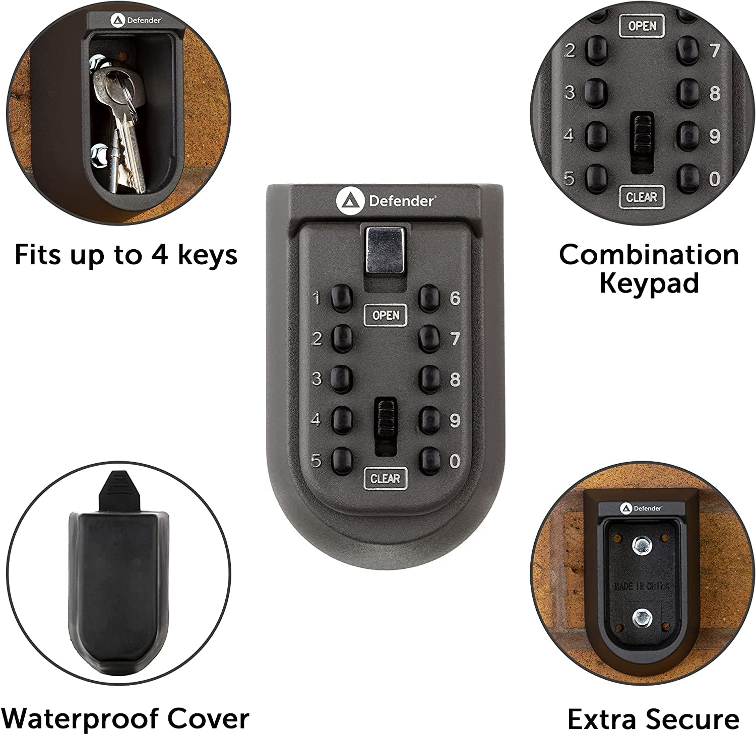 Mini Combination Outdoor Key Safe - Waterproof Wall Mounted Push Button Keysafe Outdoor Key Box - Free Fixing Kit - Wall Mount Key Lock Box - Push Button Wall Mounted Key Safe - Key Cabinet