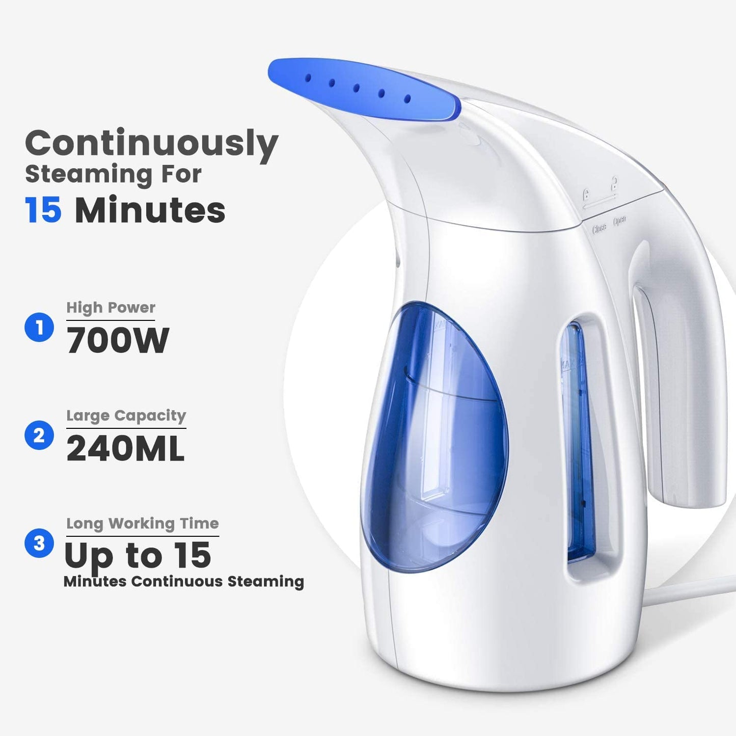 Clothes Steamer, Steam Iron, Mini Handheld Garment Steamer Clothing, Fast Heat Up, Wrinkle-Free, Light Weight for Home, Office and Travel