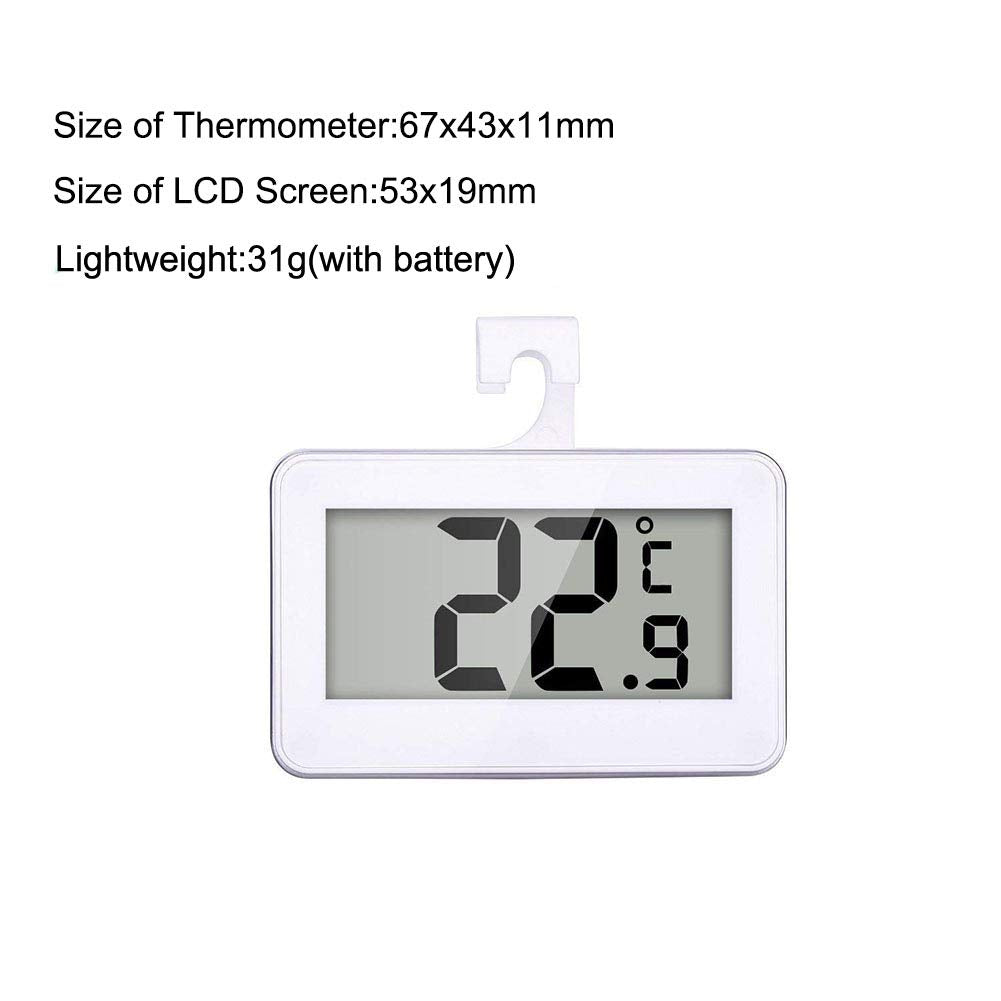Fridge Thermometer Refrigerator Thermometer, Pack of 2 LCD Digital Fridge Freezer Thermometer Monitor with Hanging Hook and Retractable Stand
