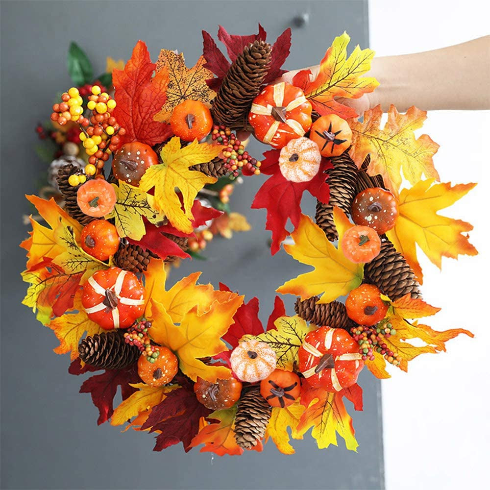 70Pcs Thanksgiving Decoration Set, Artificial Maple Leaves, Harvest Pumpkin, Small Acorns, Pine Cones and Gourds for Autumn, Fall and Halloween Home Party Decoration