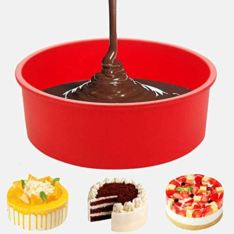 Silicone Cake Tins for Baking,8 Inch round Cake Tray, Layer Cake,Cheesecake,Rainbow Cake Non-Stick Baking Mold Bakeware Tray