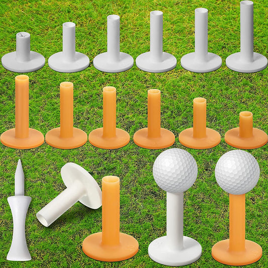 24 Pcs Rubber Golf Plastic Tees 6 Kinds of Different Sizes and 2 Colors for Practice and Driving Range Mats