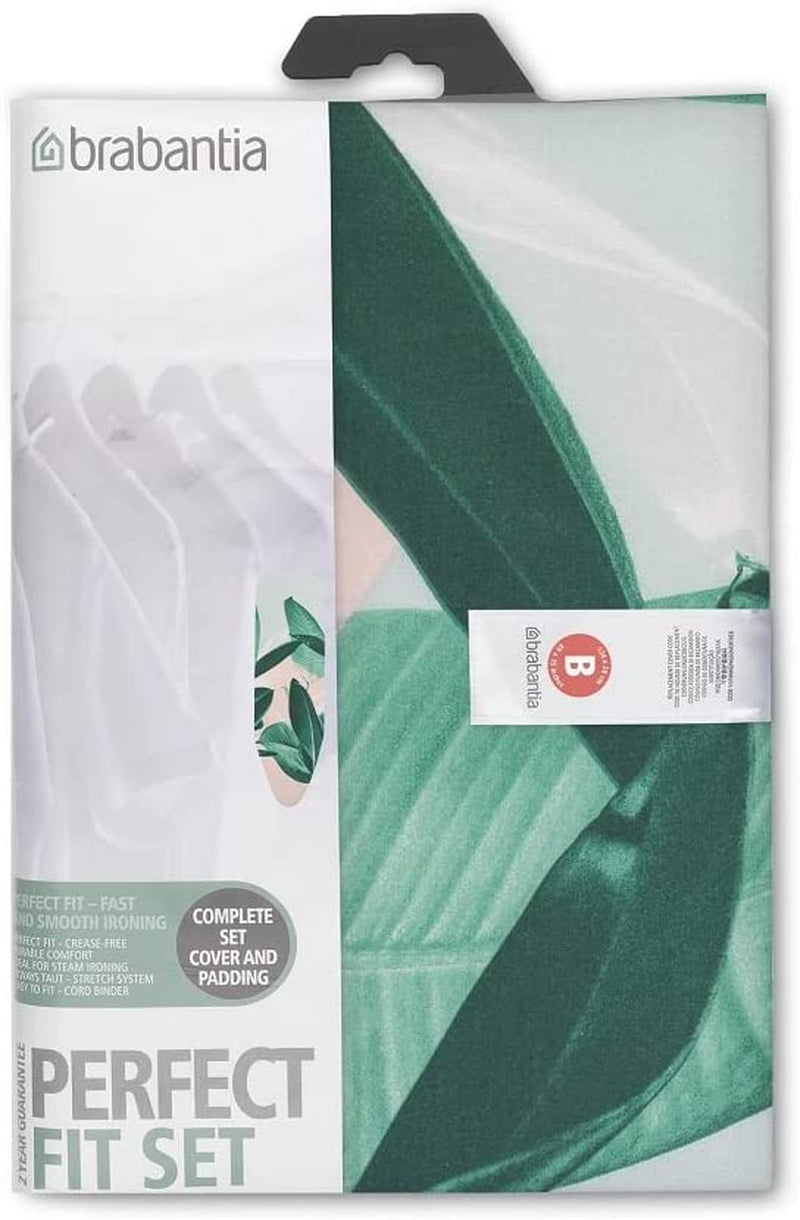 Size B (124 X 38Cm) Ironing Board Cover with Thick 8Mm Padding (Tropical Leaves) Easy-Fit, 100% Cotton