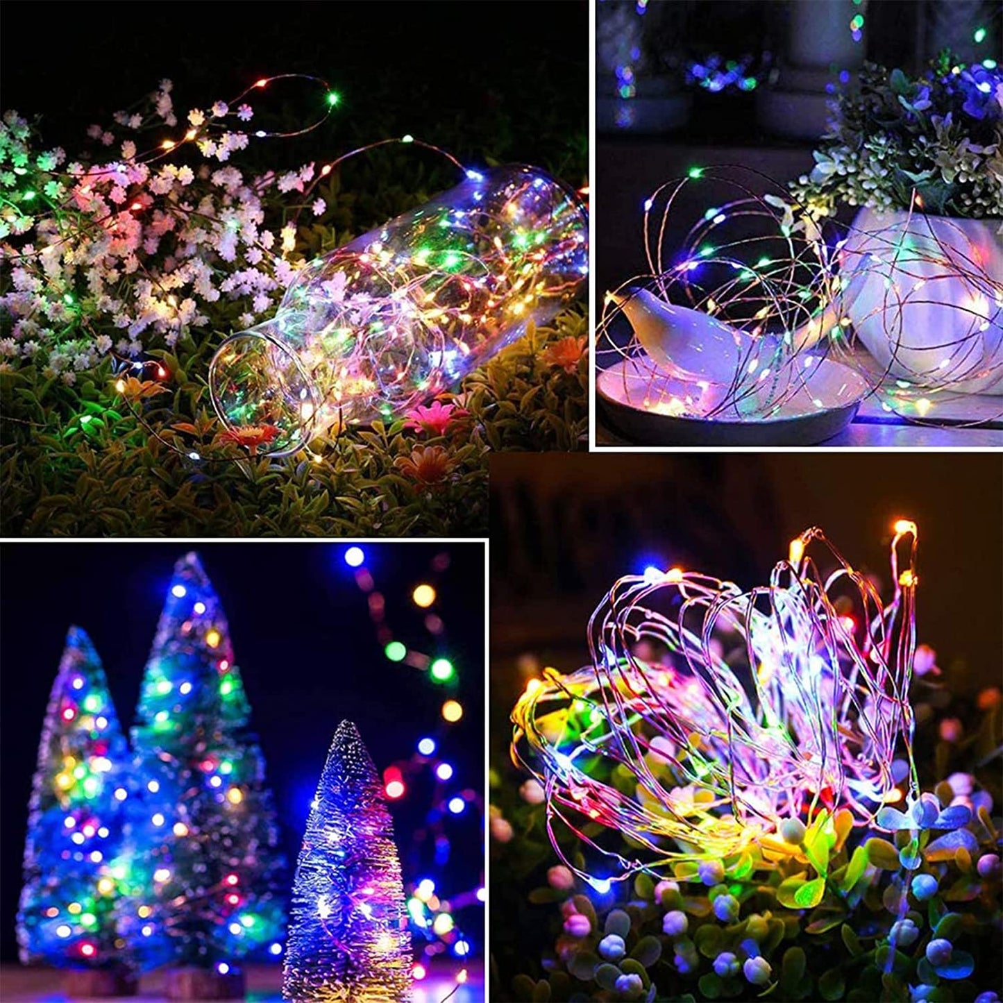[2 Pack] Solar String Lights Waterproof, 12M/40Ft 120 LED 8 Modes Copper Wire Decorative Solar Fairy Lights for Home, Garden, Patio, Yard, Fence, Camping, Party, Wedding (Multi-Coloured)