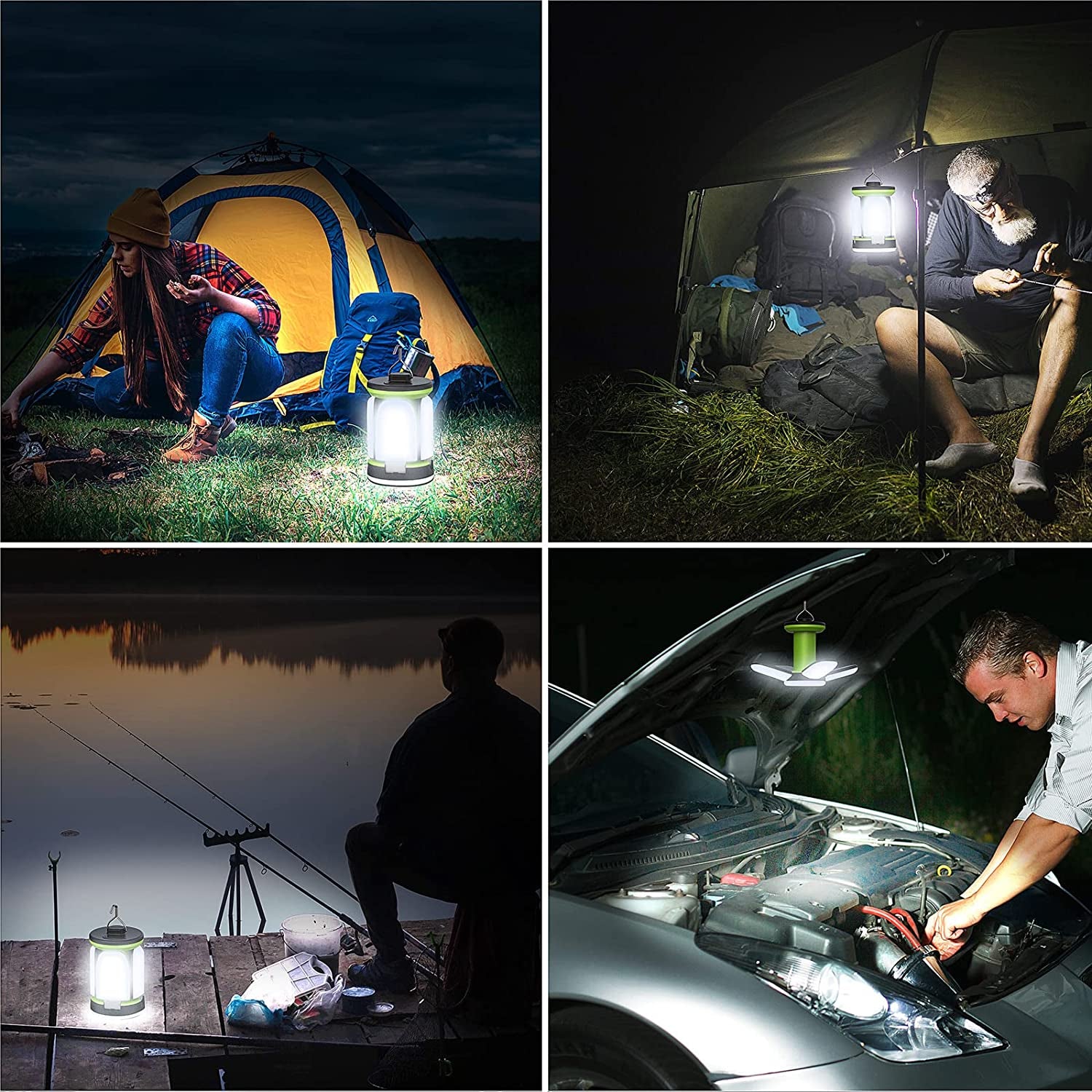 Camping Lantern Rechargeable,  Camping Lights Lamp - 7 Light Modes 60 LED Ultra Bright LED Tent Light 10+ Hrs Battery Life for Camping, Emergency, Fishing, Hiking Etc.