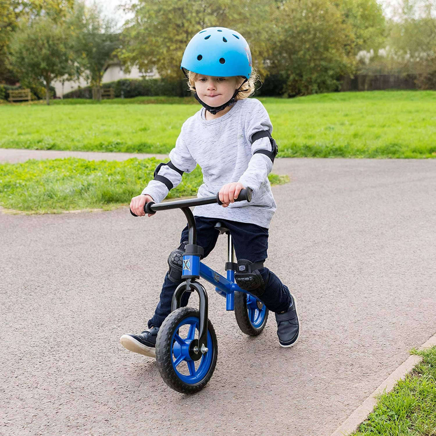 Xootz Balance Bike for Toddlers and Kids, Training Bicycle with Adjustable Seat and No Pedals, Blue