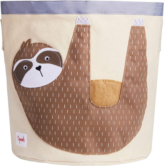 Canvas Storage Bin - Laundry and Toy Basket for Baby and Kids, Sloth